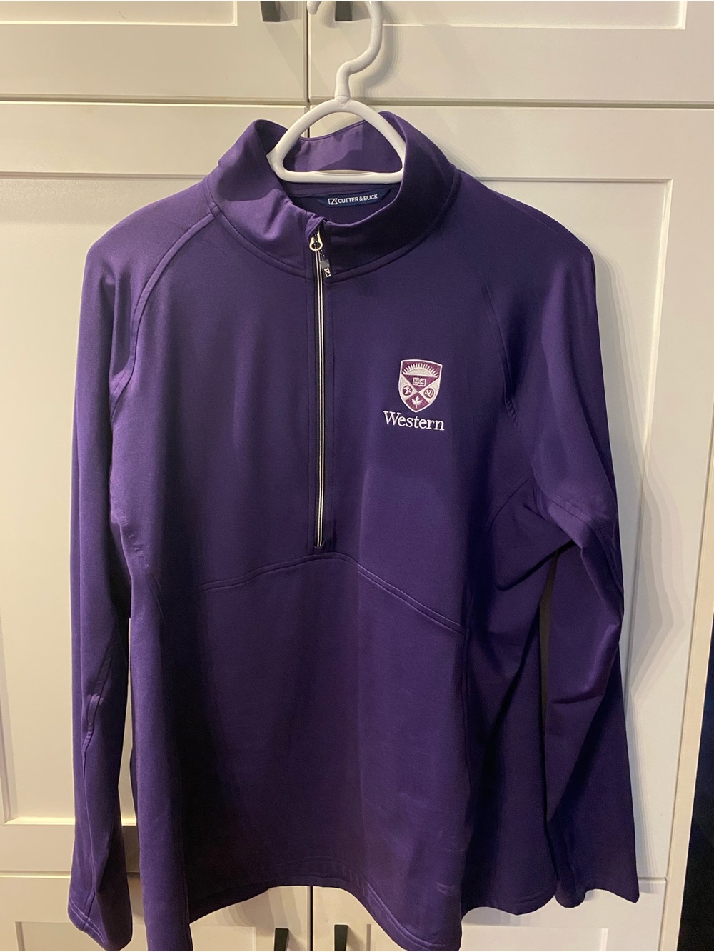 Embroidered Purple Quarter-Zip Pullover-BNWT-unisex